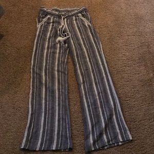 Junior rewind striped linen blend pants